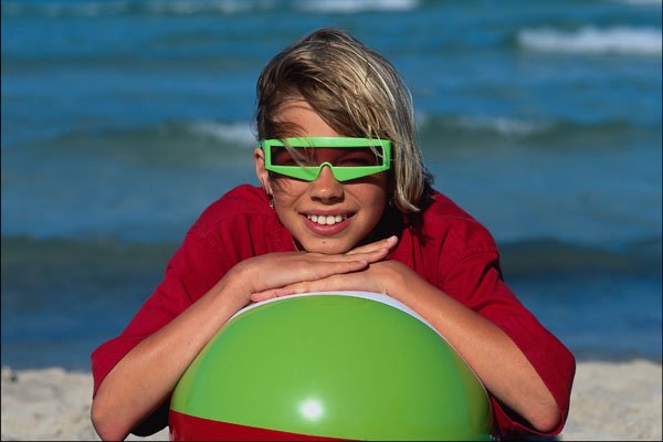 745080 Girl Lying On Beach Ball A4 Photo Print