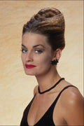 746033 Woman With Up do, Yellow Background A4 Photo Print