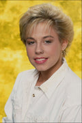 746035 Woman With Short Blonde Hair, Yellow Background A4 Photo Print