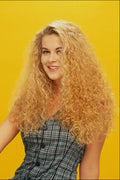 746052 Blonde With Long Hair On Mustard Background A4 Photo Print