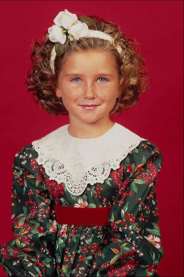 746064 Child On Red Background A4 Photo Print