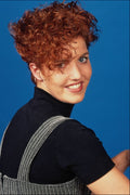 746068 Brunette With Up do, Blue Background A4 Photo Print