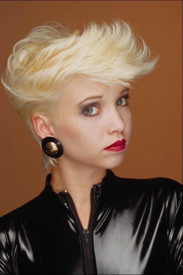 746081 Blonde In Black Outfit A4 Photo Print