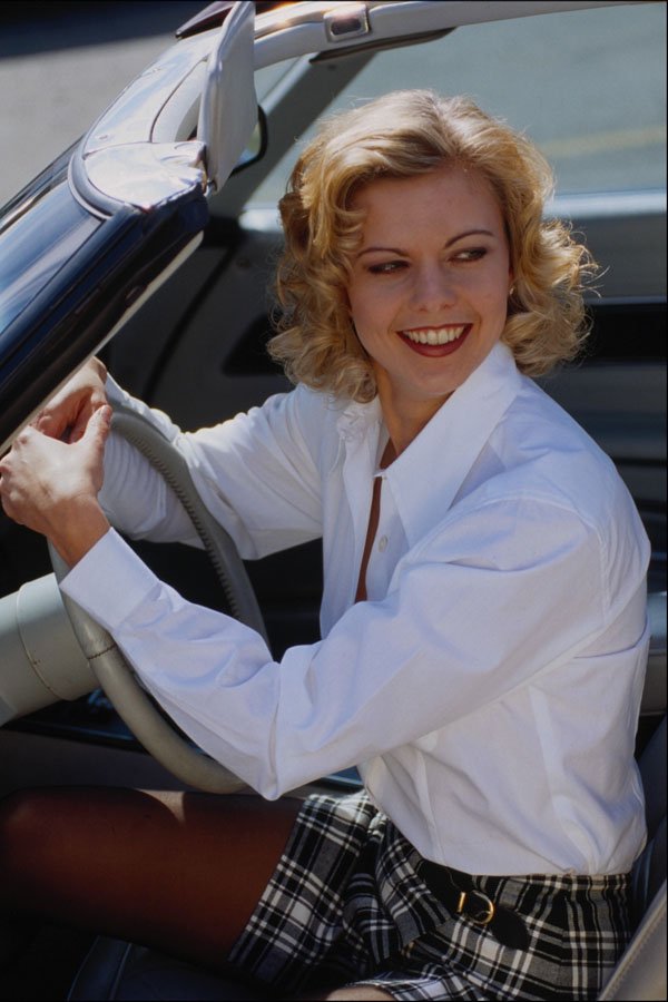 746082 Pretty Blonde In An Automobile A4 Photo Print
