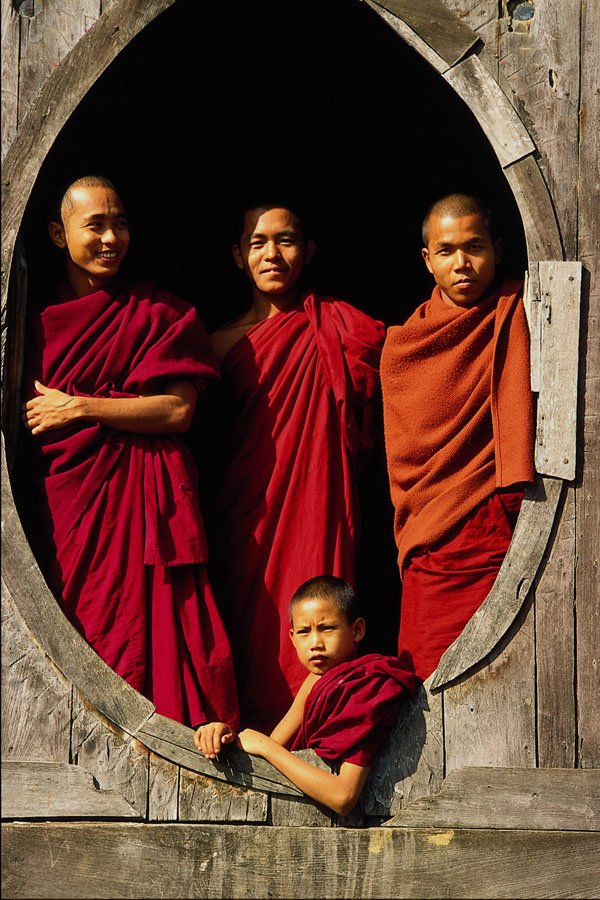 747000 Monks At Shwe Yin Pye, Myanmar A4 Photo Print