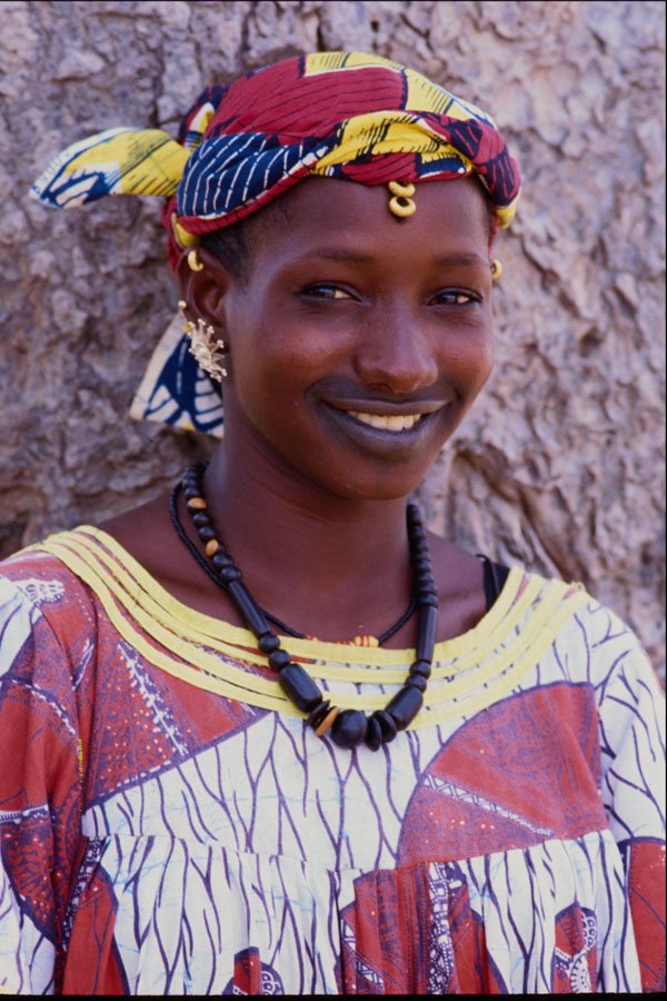 747046 Fulani Girl With Tattooed Lips And Ebony Beads, Mopti, Mali A4 Photo Print