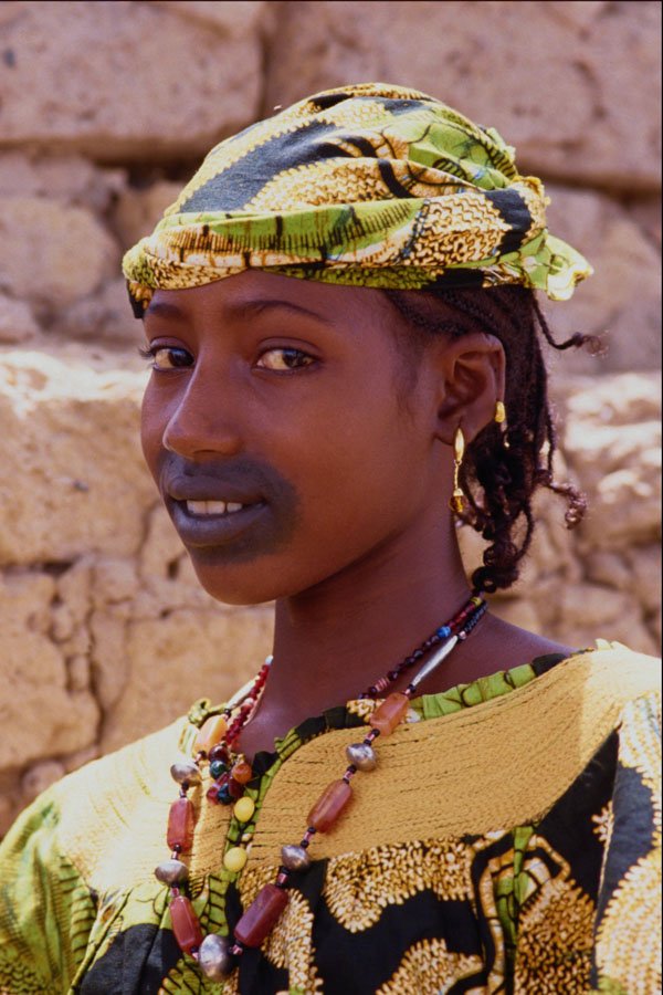 747048 Fulani Girl With Tattooed Lips And Agate Beads, Mopti, Mali A4 Photo Print