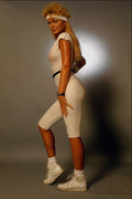 748078 Stephanie, Doing Step Aerobics In White Suit A4 Photo Print