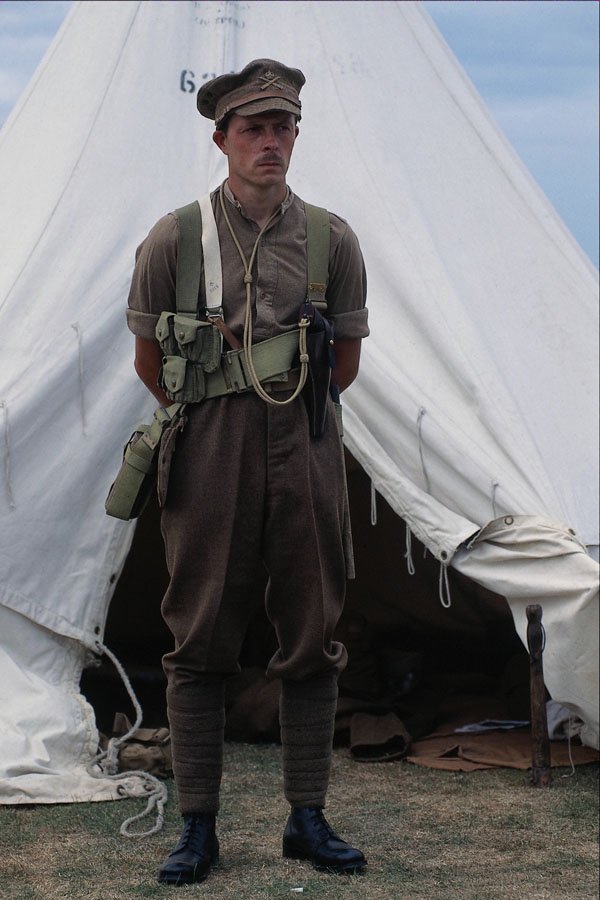 748083 Soldier In World War I Uniform, Standing Guard Outside Tent A4 Photo Print