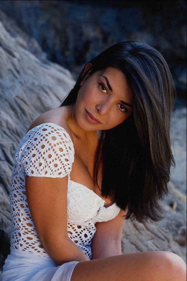 748094 Patricia, White Top And Skirt, Sitting On Rocks A4 Photo Print