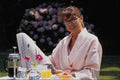 749001 Maria, Breakfast Outdoors In Bathrobe, Reading Newspaper A4 Photo Print