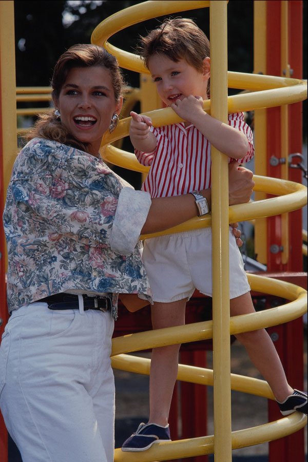 749004 Maria And Young Boy On Climbing Frame A4 Photo Print