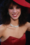 749054 Girl In Red Hat And Dress A4 Photo Print