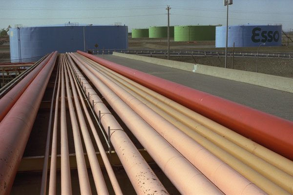 750019 Petroleum product Pipes, Toward The Warehouse A4 Photo Print