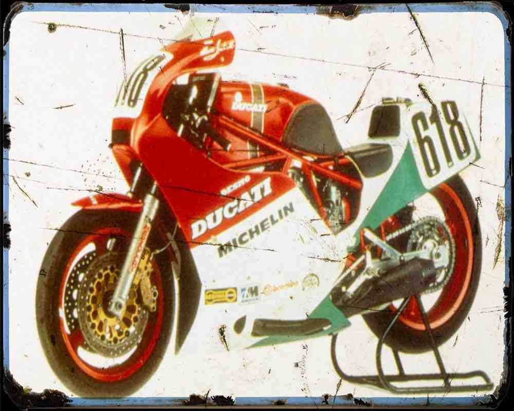 750F1 Racer A4 Photo Print Motorbike Vintage Aged