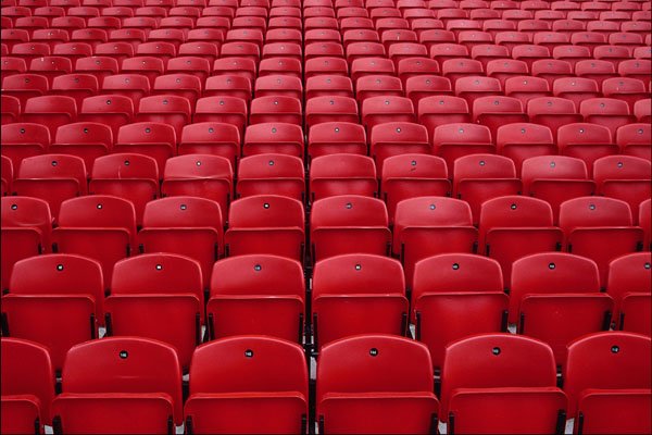 753066 Red Seats At Football Stadium A4 Photo Print