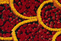 754038 Rounded Drops Of Red Roses And Yellow Flowers A4 Photo Print