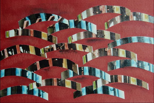754067 School Of Fish, Mixed Media, Collage On Pastel Paper A4 Photo Print
