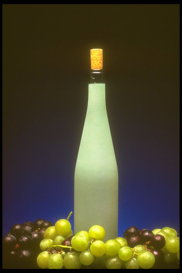 757007 Wine Bottle With Grapes A4 Photo Print