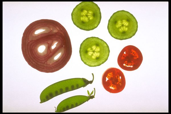 757012 Cucumbers, Tomatoes, Snow Peas And Red Onion A4 Photo Print