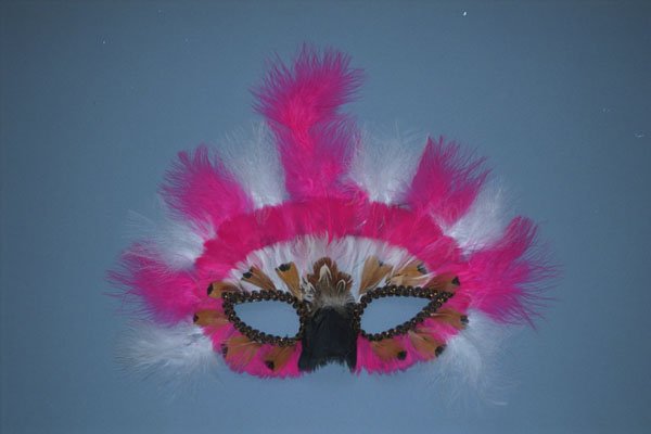 758027 Pink And White Feather Mask A4 Photo Print