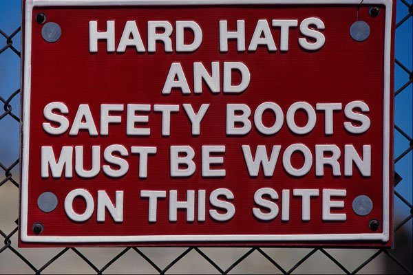 758099 Hard Hats And Safety Boots Must Be Worn On This Site A4 Photo Print