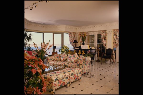 759069 Living Room, Flowered Condo A4 Photo Print