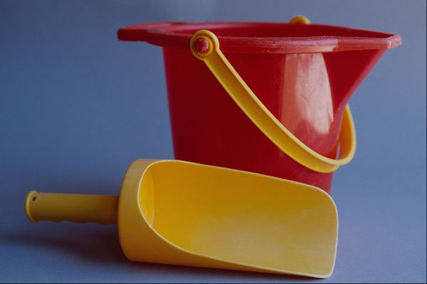 762047 Red Pail And Yellow Scoop A4 Photo Print