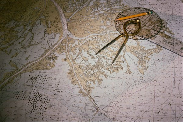 762060 Marine Chart And Compass, Divider A4 Photo Print
