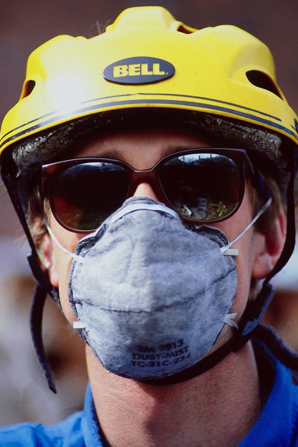 765015 Cycle Courier With Mask A4 Photo Print
