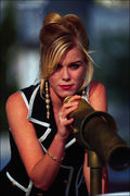 765043 Blonde Woman With Telescope A4 Photo Print