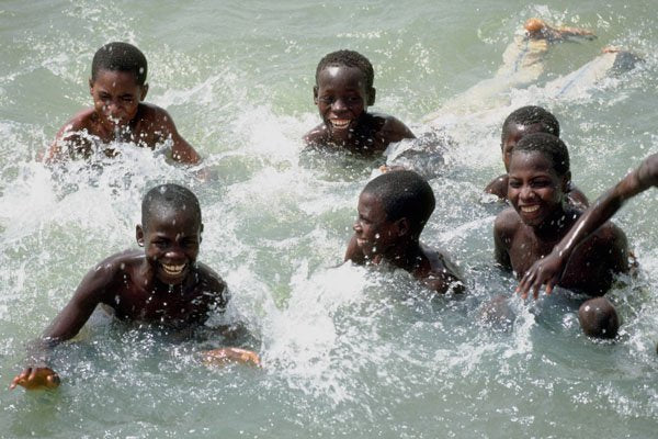 765056 Children Swimming At Ikom, Southeastern Nigeria A4 Photo Print