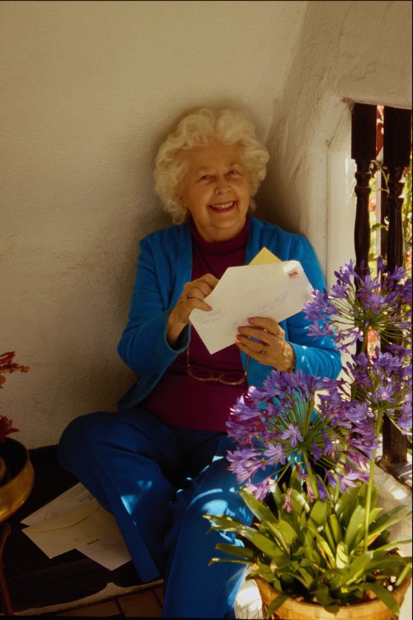767000 Female Senior Citizen Receiving Check A4 Photo Print