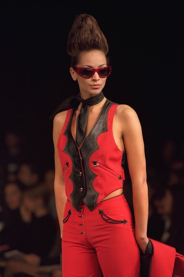 767007 Female Wearing Red Waistcoat And Trousers A4 Photo Print
