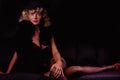 768023 Stephanie, Seated In Short Black Dress And Black Hat A4 Photo Print