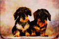 771041 Wire haired Dachshunds A4 Limited Edition Watercolour Print