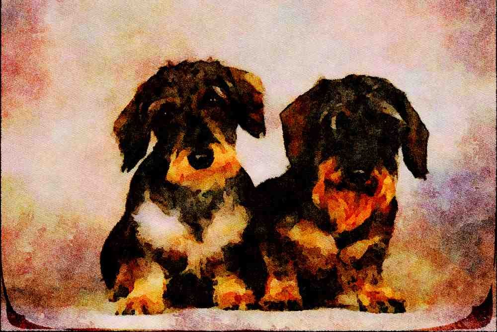 771041 Wire haired Dachshunds A4 Limited Edition Watercolour Print