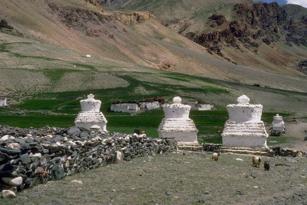 776001 Buddhist Chortens And Mani Wall, Ladakh A4 Photo Print