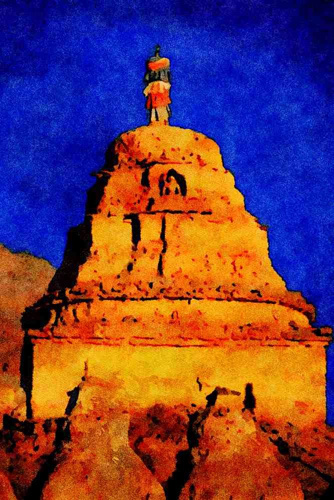 776002 Buddhist Stupa, Leh, Ladakh A4 Limited Edition Watercolour Print