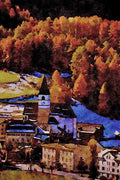 776006 Village Of Tarasp, Switzerland A4 Limited Edition Watercolour Print
