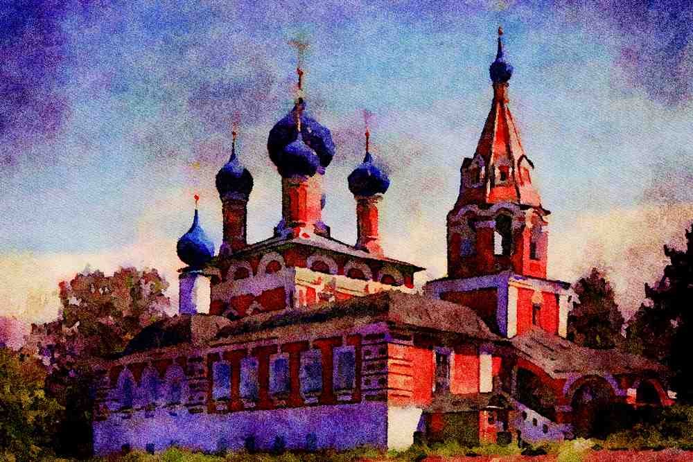 776014 Uglich, Church Of St. Dmitry, Russia, 1692 A4 Limited Edition Watercolour Print
