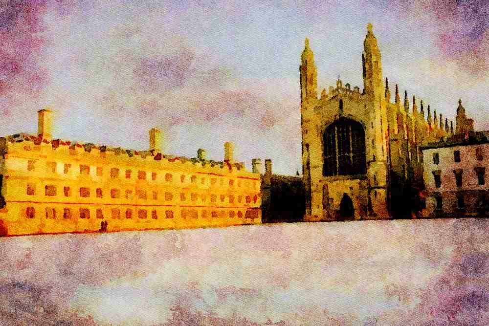 776017 Kings College Chapel, With Snow, Cambridge, U.K. A4 Limited Edition Watercolour Print