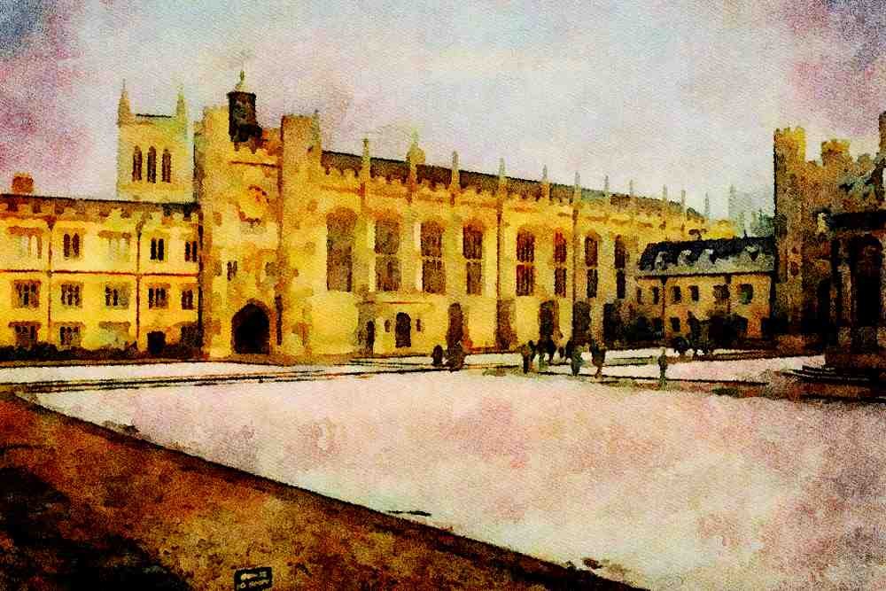 776018 Great Court, Trinity College, Cambridge, U.K. A4 Limited Edition Watercolour Print