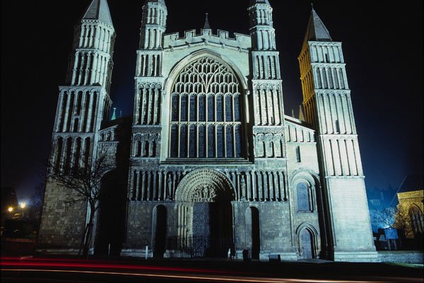 776020 Rochester Cathedral At Night A4 Photo Print