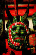 776031 Religious Ceremonial Masks, Chichicastenango, Guatemala A4 Limited Edition Watercolour Print