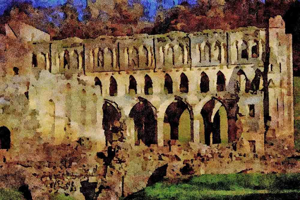 776033 Rievaulx Abbey, North Yorkshire, England A4 Limited Edition Watercolour Print