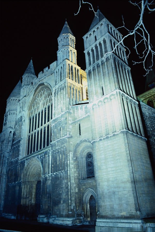 776056 Rochester Cathedral At Night A4 Photo Print