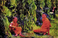 776059 Two Young Buddhist Priests, Chiang Mai, Thailand A4 Limited Edition Watercolour Print