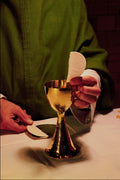 776076 Priest's Hands Breaking The Host Over Solid Gold Chalice At Mass A4 Photo Print