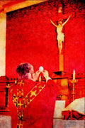776077 Priest Elevating The Host At Altar During Mass A4 Limited Edition Watercolour Print